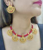 red kundan necklace set