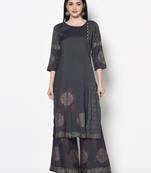 rayon block print straight kurta,dark grey,(s,m,l,xl,2xl,3xl)