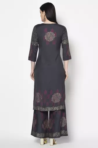 rayon block print straight kurta,dark grey,(s,m,l,xl,2xl,3xl)