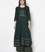 Rayon anarkali palazzo set,bottle green,(s,m,l,xl,2xl,3xl)