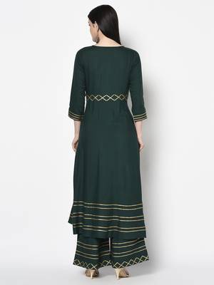 Rayon anarkali kurta,bottle green,(s,m,l,xl,2xl,3xl) 4