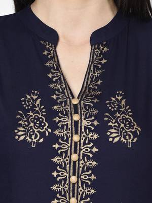 Rayon block print anarkali palazzo set,navy blue,(s,m,l,xl,2xl,3xl) 5