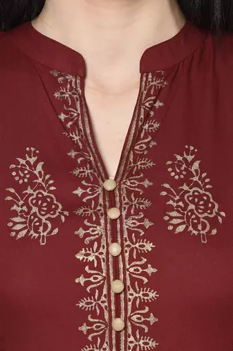 Rayon block print anarkali palazzo set,maroon,(s,m,l,xl,2xl,3xl)