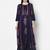 Rayon block print a-line flared long kurta palazzo set with two front slits,navy blue,(s,m,l,xl,2xl,3xl)