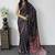 Black Color Mirror Work Satin Saree