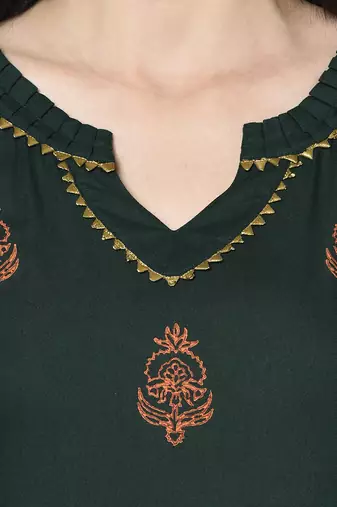 Rayon block print straight kurta palazzo set,bottle green,(s,m,l,xl,2xl,3xl)