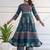 Rayon block print anarkali palazzo set,teal blue,(s,m,l,xl,2xl,3xl)