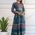 Rayon block print anarkali kurta,teal blue,(s,m,l,xl,2xl,3xl)