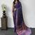 Purple Color Mirror Work Satin Saree