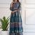 Rayon block print anarkali kurta,teal blue,(s,m,l,xl,2xl,3xl)