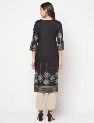 rayon screen print straight kurta,black,(s,m,l,xl,2xl,3xl) 4