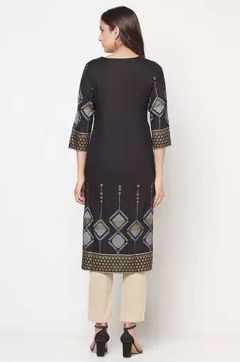rayon screen print straight kurta,black,(s,m,l,xl,2xl,3xl)