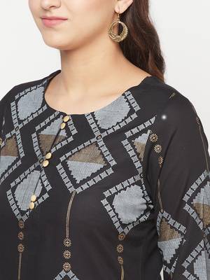 rayon screen print straight kurta,black,(s,m,l,xl,2xl,3xl) 5