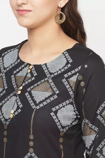 rayon screen print straight kurta,black,(s,m,l,xl,2xl,3xl)