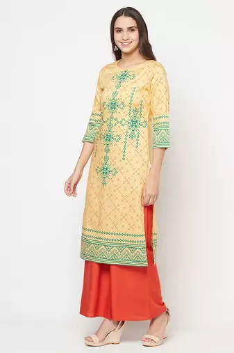 rayon digital screen print straight kurta,golden/beige,(s,m,l,xl,2xl,3xl)