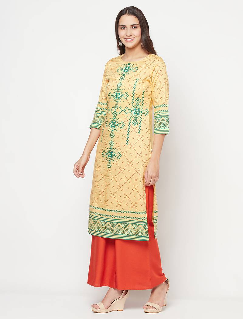 rayon digital screen print straight kurta,golden/beige,(s,m,l,xl,2xl,3xl)