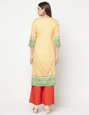 rayon digital screen print straight kurta,golden/beige,(s,m,l,xl,2xl,3xl) 4
