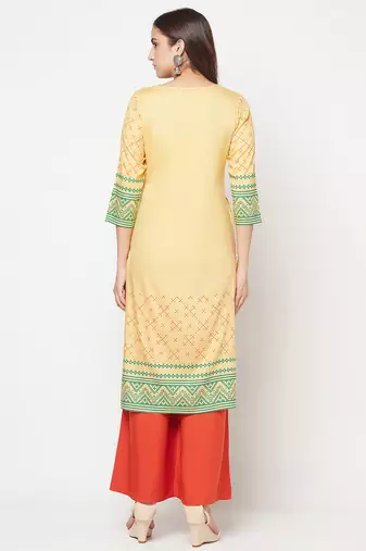 rayon digital screen print straight kurta,golden/beige,(s,m,l,xl,2xl,3xl)