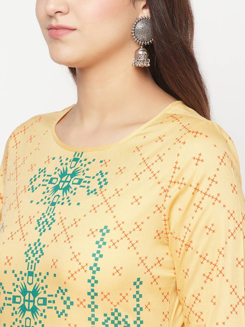 rayon digital screen print straight kurta,golden/beige,(s,m,l,xl,2xl,3xl)