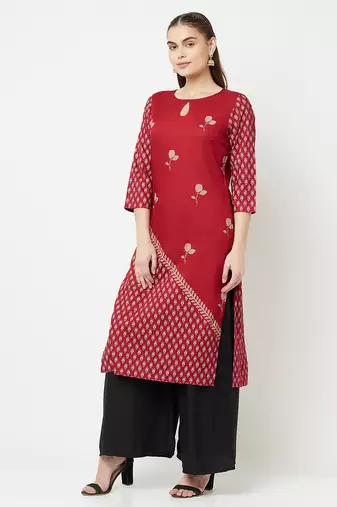 rayon digital screen print straight kurta,maroon,(s,m,l,xl,2xl,3xl)