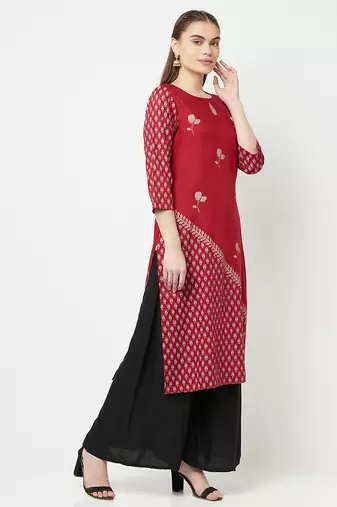 rayon digital screen print straight kurta,maroon,(s,m,l,xl,2xl,3xl)