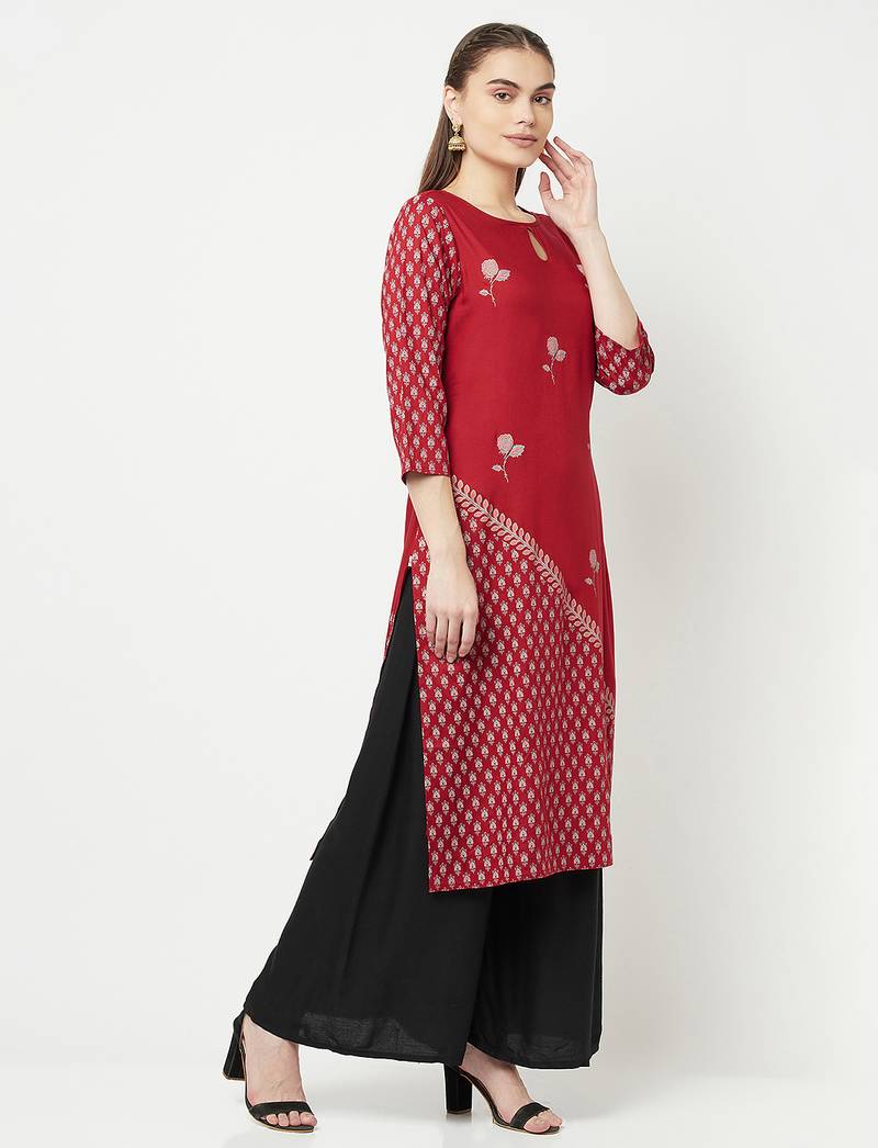 rayon digital screen print straight kurta,maroon,(s,m,l,xl,2xl,3xl)