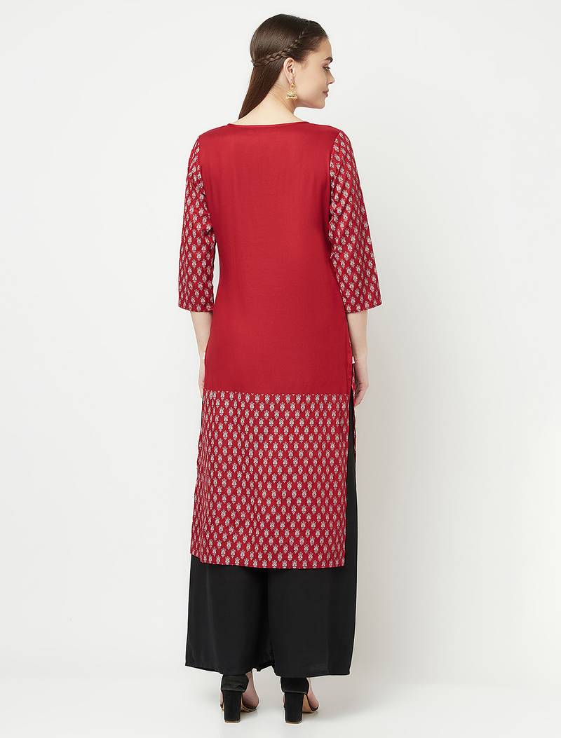 rayon digital screen print straight kurta,maroon,(s,m,l,xl,2xl,3xl)