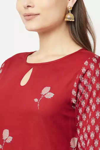 rayon digital screen print straight kurta,maroon,(s,m,l,xl,2xl,3xl)