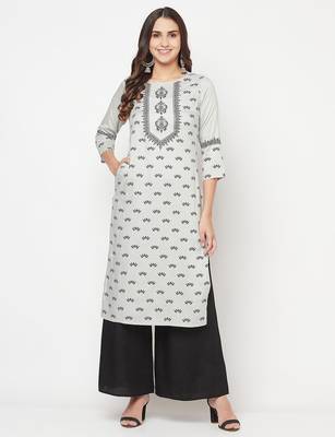 rayon screen print straight kurta,light grey,(s,m,l,xl,2xl,3xl) 1