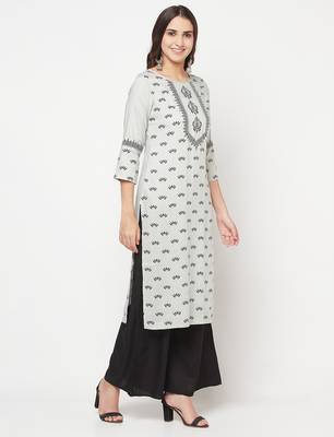 rayon screen print straight kurta,light grey,(s,m,l,xl,2xl,3xl) 3