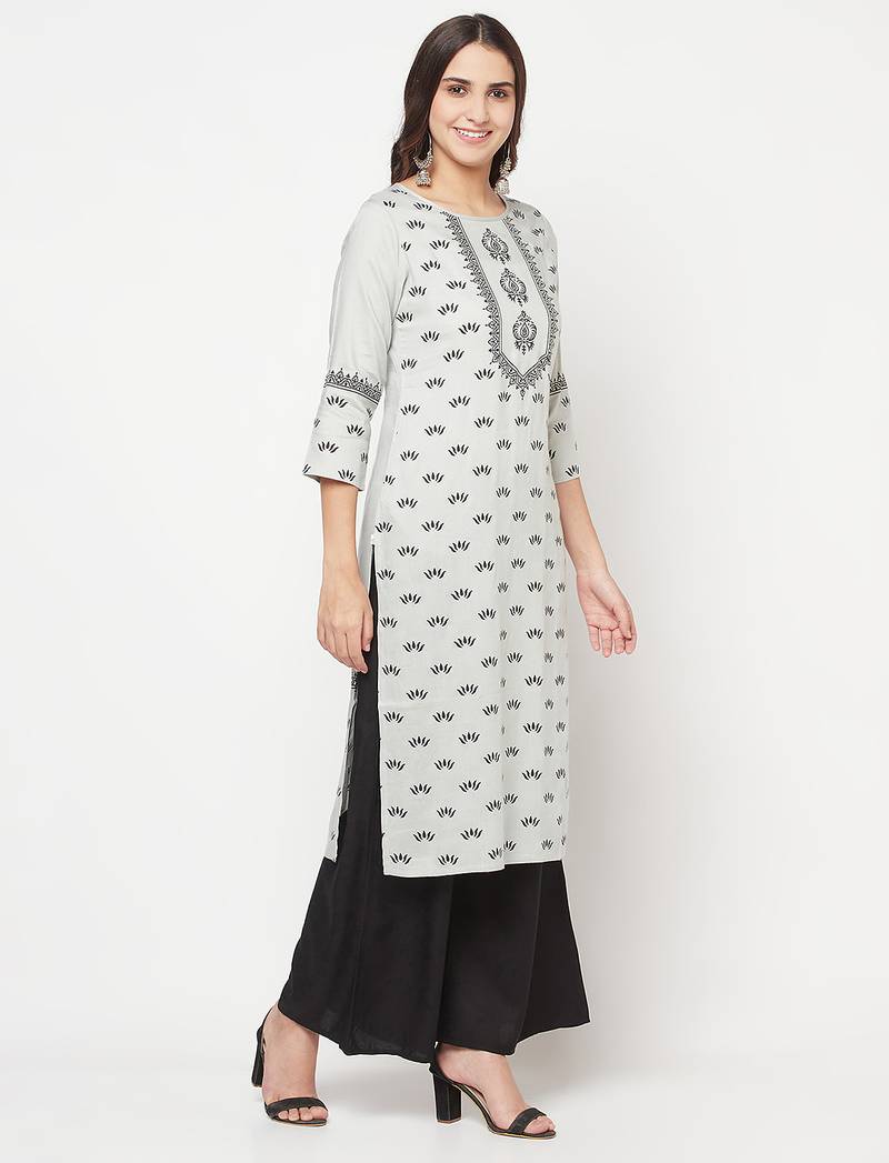 rayon screen print straight kurta,light grey,(s,m,l,xl,2xl,3xl)