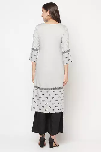 rayon screen print straight kurta,light grey,(s,m,l,xl,2xl,3xl)