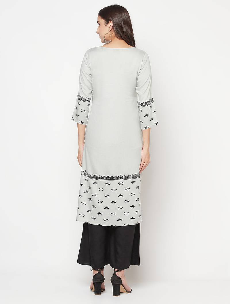rayon screen print straight kurta,light grey,(s,m,l,xl,2xl,3xl)