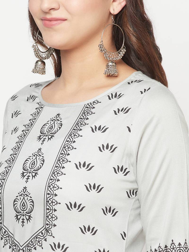 rayon screen print straight kurta,light grey,(s,m,l,xl,2xl,3xl)
