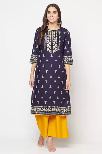 rayon screen print straight kurta,navy blue,(s,m,l,xl,2xl,3xl)