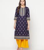rayon screen print straight kurta,navy blue,(s,m,l,xl,2xl,3xl)