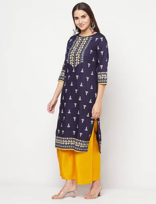 rayon screen print straight kurta,navy blue,(s,m,l,xl,2xl,3xl) 2