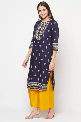 rayon screen print straight kurta,navy blue,(s,m,l,xl,2xl,3xl)