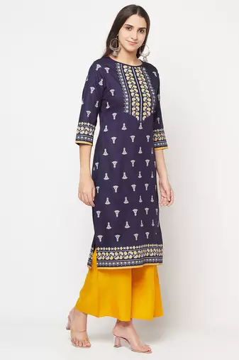 rayon screen print straight kurta,navy blue,(s,m,l,xl,2xl,3xl)