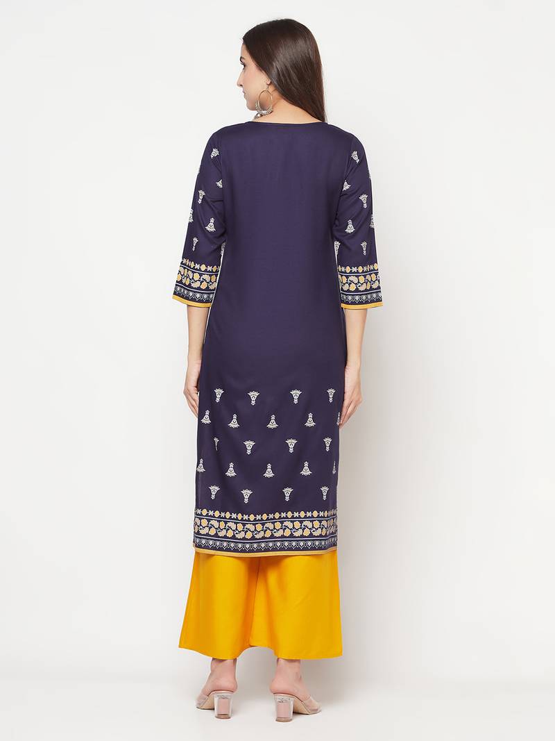 rayon screen print straight kurta,navy blue,(s,m,l,xl,2xl,3xl)