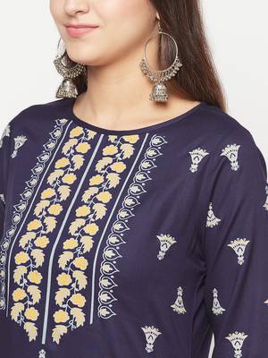 rayon screen print straight kurta,navy blue,(s,m,l,xl,2xl,3xl) 5