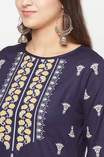 rayon screen print straight kurta,navy blue,(s,m,l,xl,2xl,3xl)