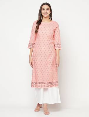 rayon digital screen print straight kurta,peach,(s,m,l,xl,2xl,3xl) 1