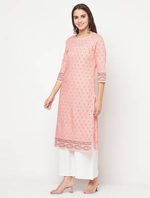 rayon digital screen print straight kurta,peach,(s,m,l,xl,2xl,3xl) 2