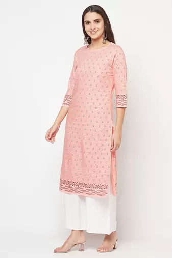 rayon digital screen print straight kurta,peach,(s,m,l,xl,2xl,3xl)