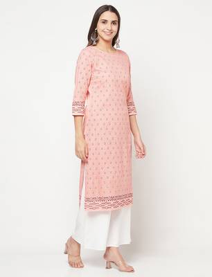 rayon digital screen print straight kurta,peach,(s,m,l,xl,2xl,3xl) 3