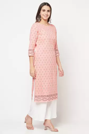 rayon digital screen print straight kurta,peach,(s,m,l,xl,2xl,3xl)