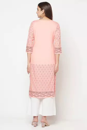 rayon digital screen print straight kurta,peach,(s,m,l,xl,2xl,3xl)