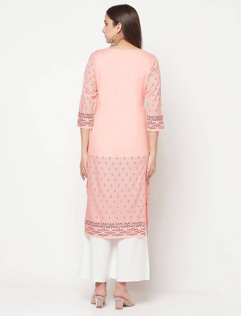 rayon digital screen print straight kurta,peach,(s,m,l,xl,2xl,3xl)