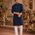Blue embroidered cotton straight kurta